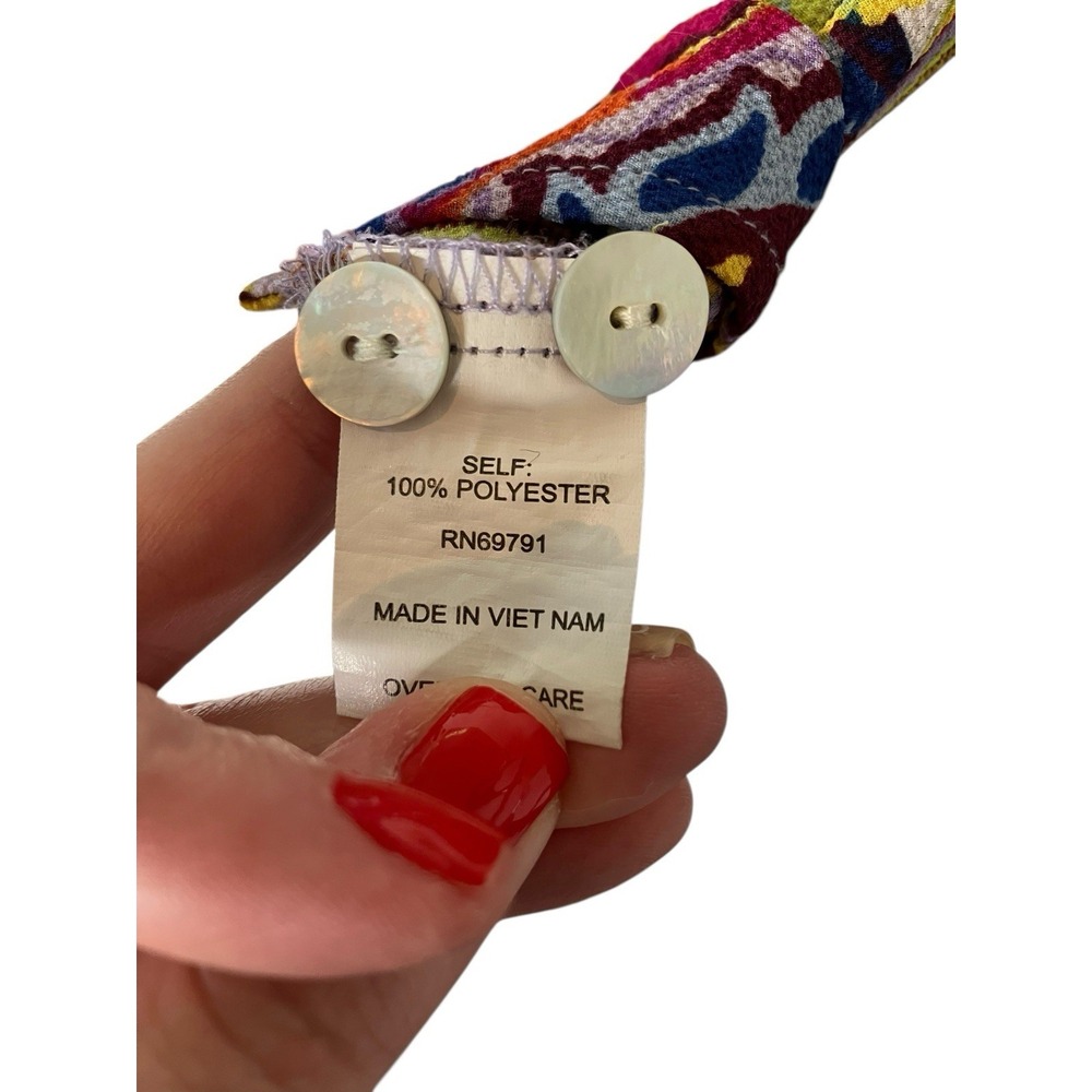 Fig And Flower Blouse Women's 2X Boho‎ Peasant Paisley Artsy Tunic Top Roll Tab - Picture 5 of 11